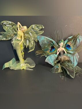 Whimsical Florence Maranuk Hanging Ornaments Wall Art Mermaid And Fairy Set of 2